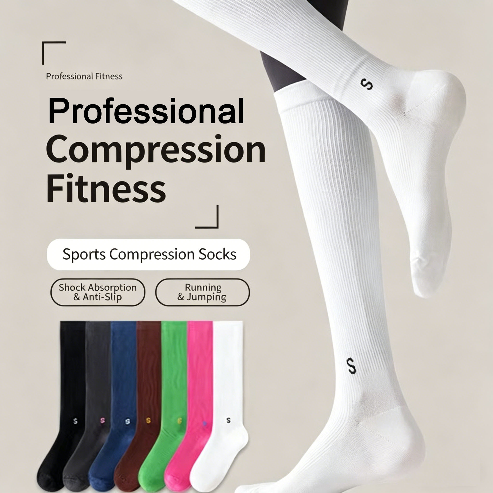 Speed Skipping Rope - Professionele sportcompressiekousen voor dames, ademende compressiekousen