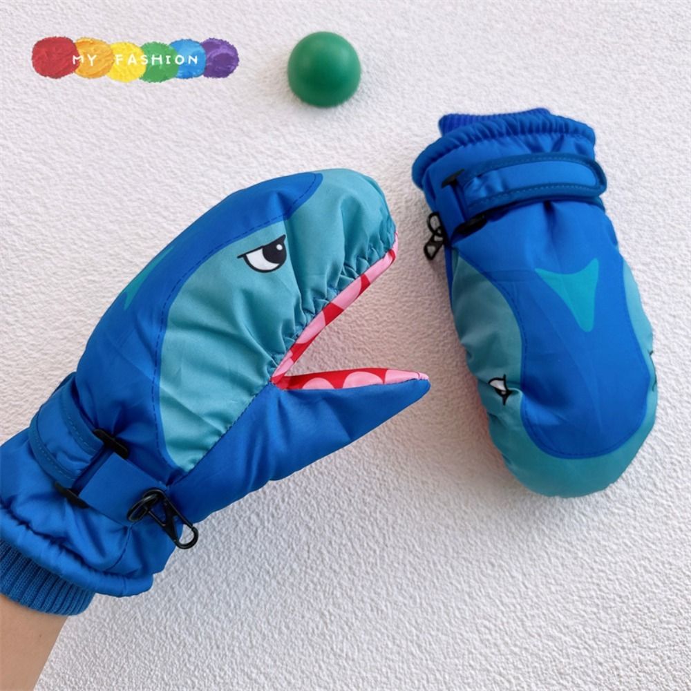 Outdoor Sport Gloves - Cartoon kinderskihandschoenen Haaienpatroon met knokkels Snowboardwanten